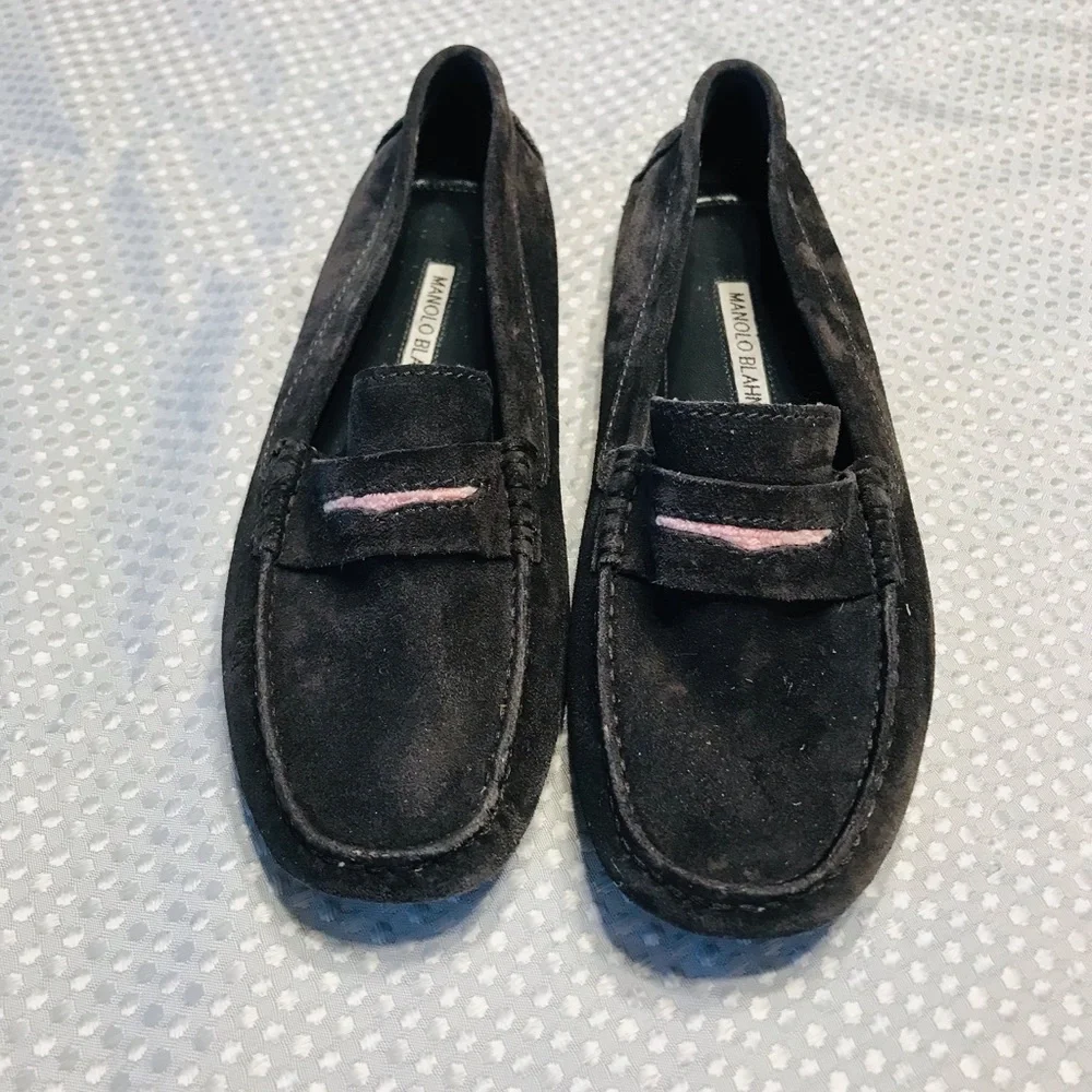 Manolo blahnik Suede‎ Driver Loafer Gray/Pink